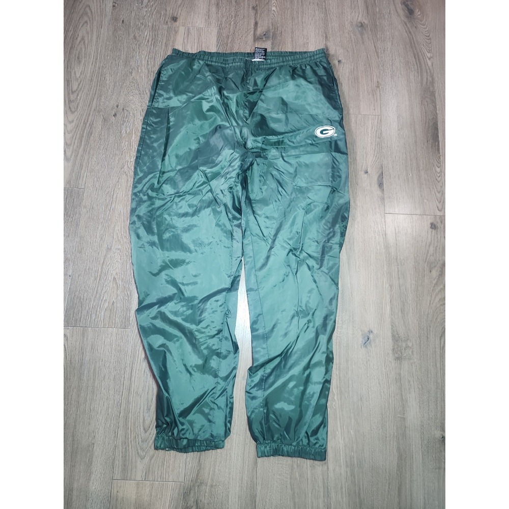 Green Bay Packers Men Vintage "Game Day" Wind Track Pants Lined Zip Ankle Large